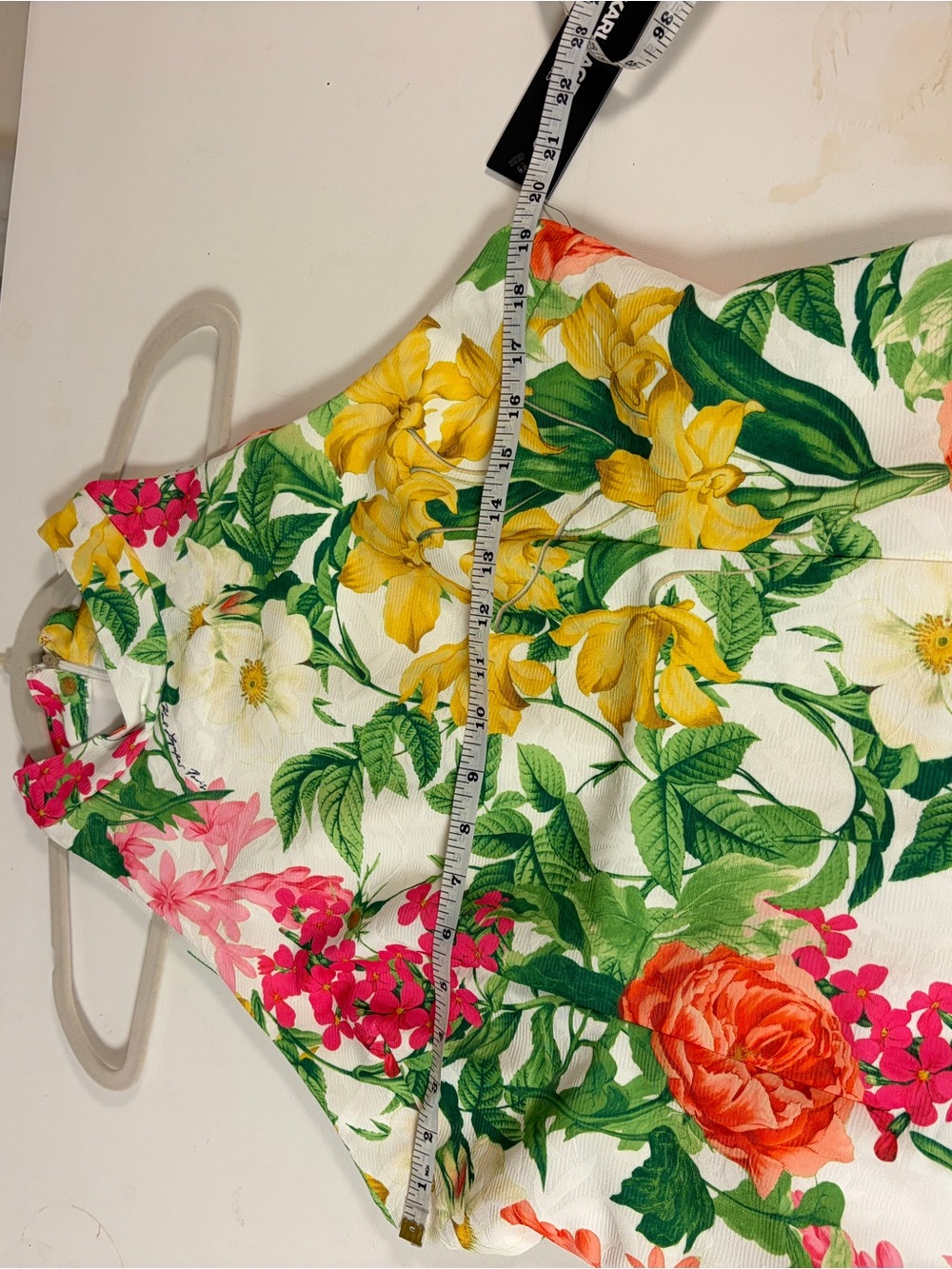 Karl Lagerfeld Women's Floral Halter Dress in White, Yellow, Pink, Green Size 14 - Picture 11 of 14